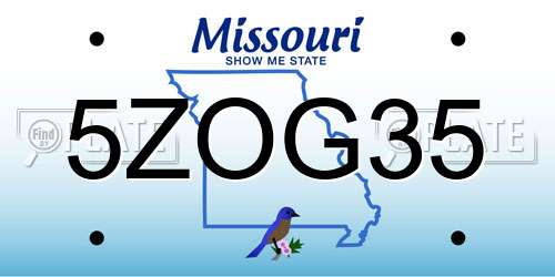 5ZOG35 Missouri License Plate