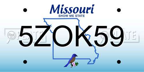5ZOK59 Missouri License Plate