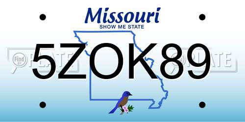 5ZOK89 Missouri License Plate