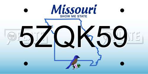 5ZQK59 Missouri License Plate