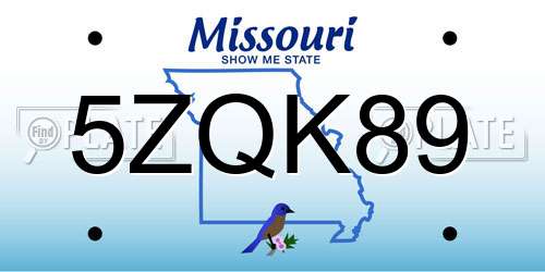 5ZQK89 Missouri License Plate