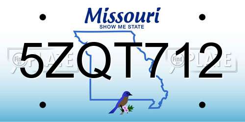 5ZQT712 Missouri License Plate