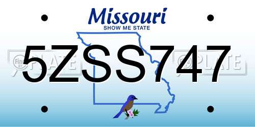 5ZSS747 Missouri License Plate