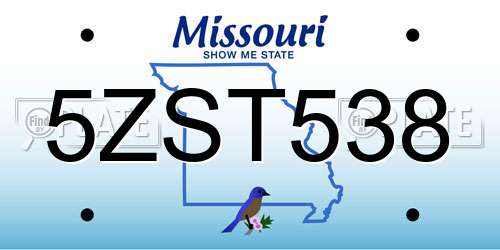 5ZST538 Missouri License Plate