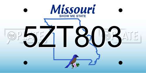 5ZT803 Missouri License Plate