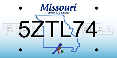 5ZTL74 Missouri License Plate