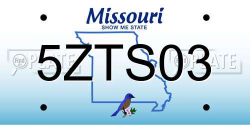 5ZTS03 Missouri License Plate