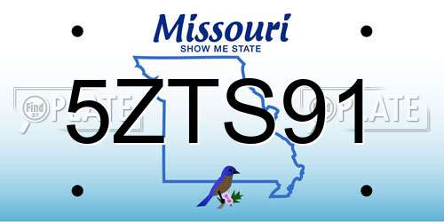 5ZTS91 Missouri License Plate