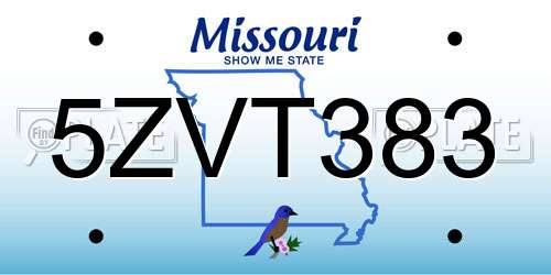 5ZVT383 Missouri License Plate