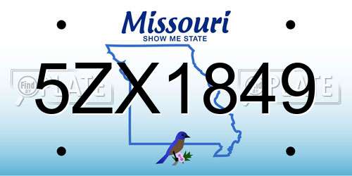 5ZX1849 Missouri License Plate