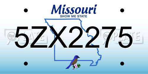 5ZX2275 Missouri License Plate
