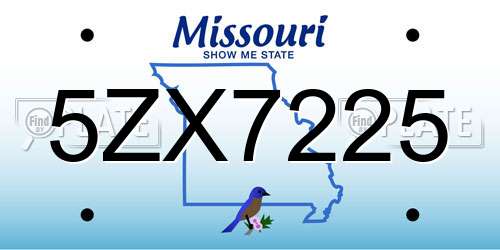 5ZX7225 Missouri License Plate