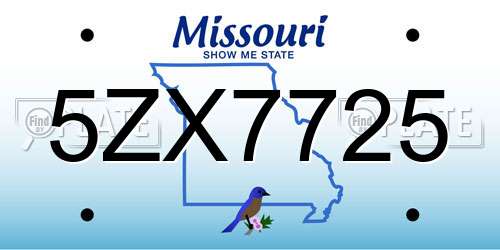 5ZX7725 Missouri License Plate
