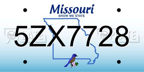 5ZX7728 Missouri License Plate