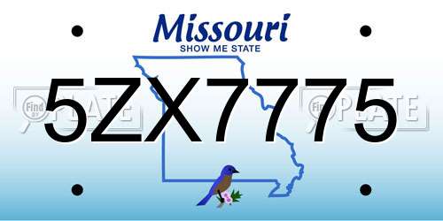 5ZX7775 Missouri License Plate