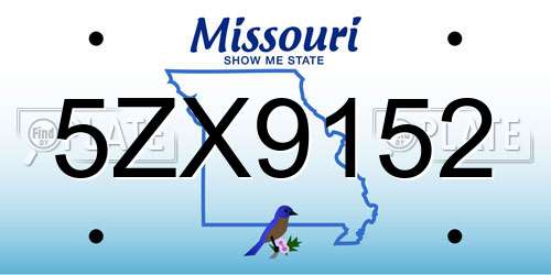 5ZX9152 Missouri License Plate