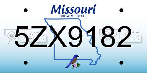 5ZX9182 Missouri License Plate