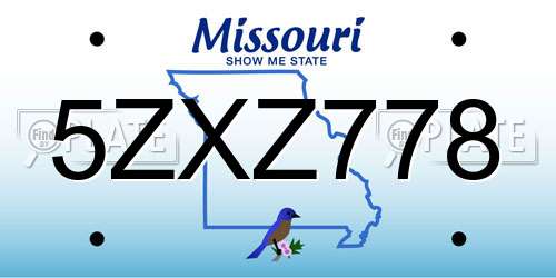 5ZXZ778 Missouri License Plate