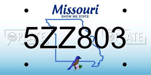 5ZZ803 Missouri License Plate