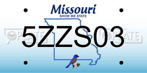 5ZZS03 Missouri License Plate