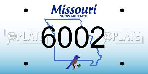 6002 Missouri License Plate