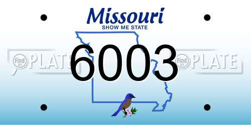 6003 Missouri License Plate