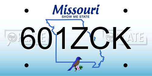 601ZCK Missouri License Plate