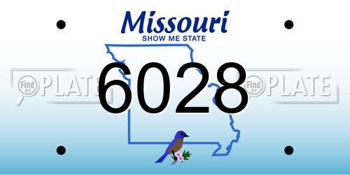 6028 Missouri License Plate
