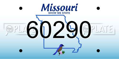 60290 Missouri License Plate