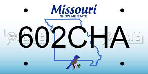 602CHA Missouri License Plate