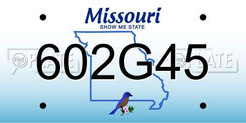 602G45 Missouri License Plate