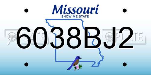 6038BJ2 Missouri License Plate