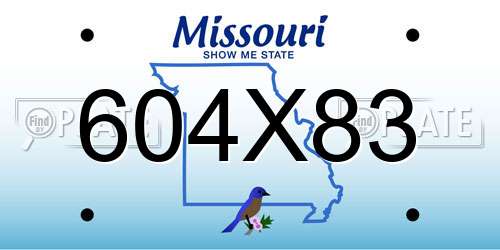604X83 Missouri License Plate