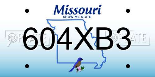 604XB3 Missouri License Plate