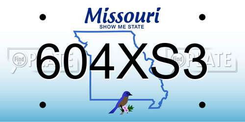 604XS3 Missouri License Plate