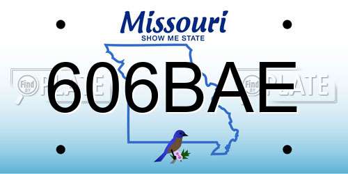 606BAE Missouri License Plate