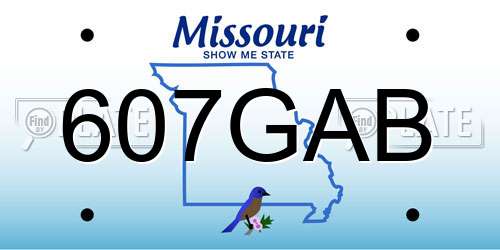 607GAB Missouri License Plate