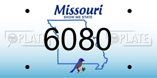 6080 Missouri License Plate