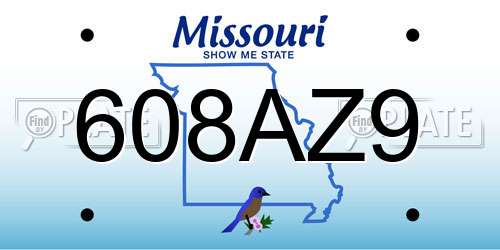 608AZ9 Missouri License Plate