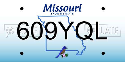 609YQL Missouri License Plate