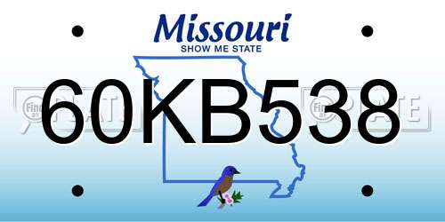 60KB538 Missouri License Plate