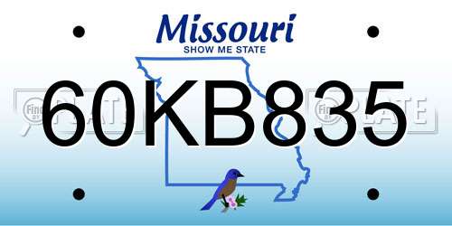 60KB835 Missouri License Plate