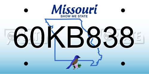 60KB838 Missouri License Plate