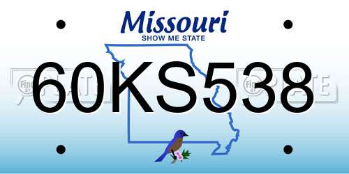 60KS538 Missouri License Plate