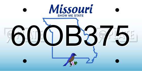 60OB375 Missouri License Plate