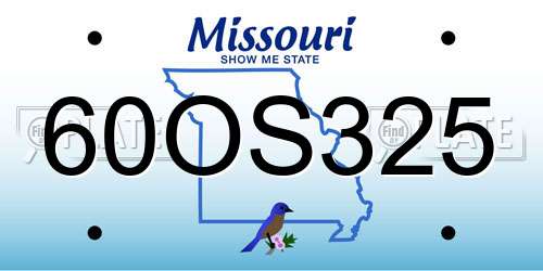 60OS325 Missouri License Plate