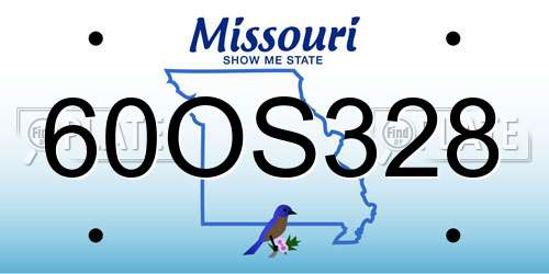 60OS328 Missouri License Plate