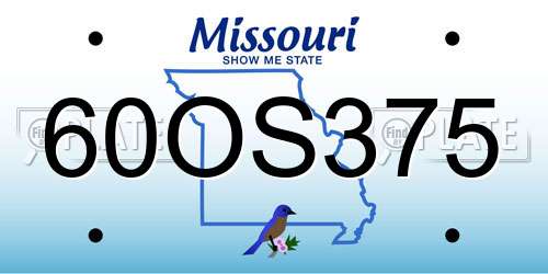 60OS375 Missouri License Plate