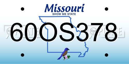 60OS378 Missouri License Plate