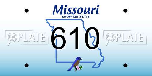 610 Missouri License Plate